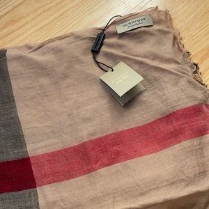 Burberry Sheer Mega Check Scarf in Camel